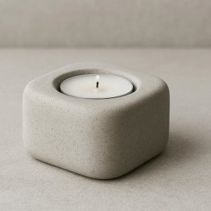 Concrete Minimalist Candle Holder with Smooth Rounded Edges