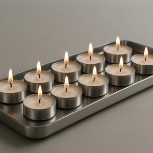 Sleek Metal Tealight Candle Holder Tray for Multiple Candles