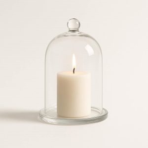 Minimalist Glass Bell Jar Candle Holder for Display and Flame Protection