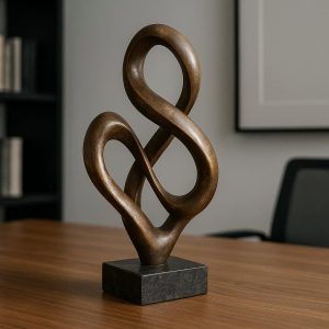 Abstract Bronze Sculpture Desk Decor for Modern Office and Study
