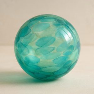 Hand Blown Glass Orb Decorative Object in Sea Glass Colors