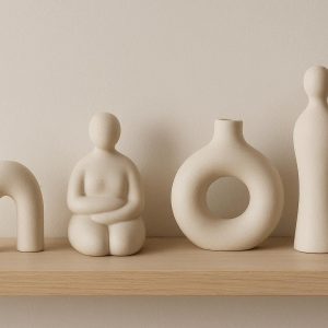 Minimalist Ceramic Figurine Set for Nordic Style Shelf Styling