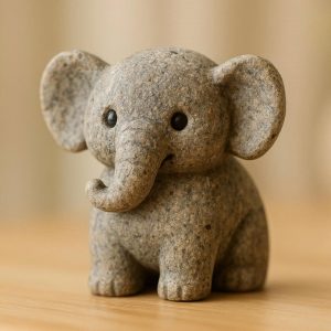 Small Stone Carved Animal Sculpture for Whimsical Nursery or Bookshelf