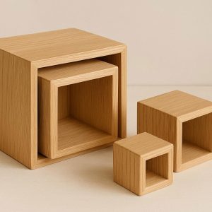Set of Three Wooden Nesting Blocks for Minimalist Playful Decor
